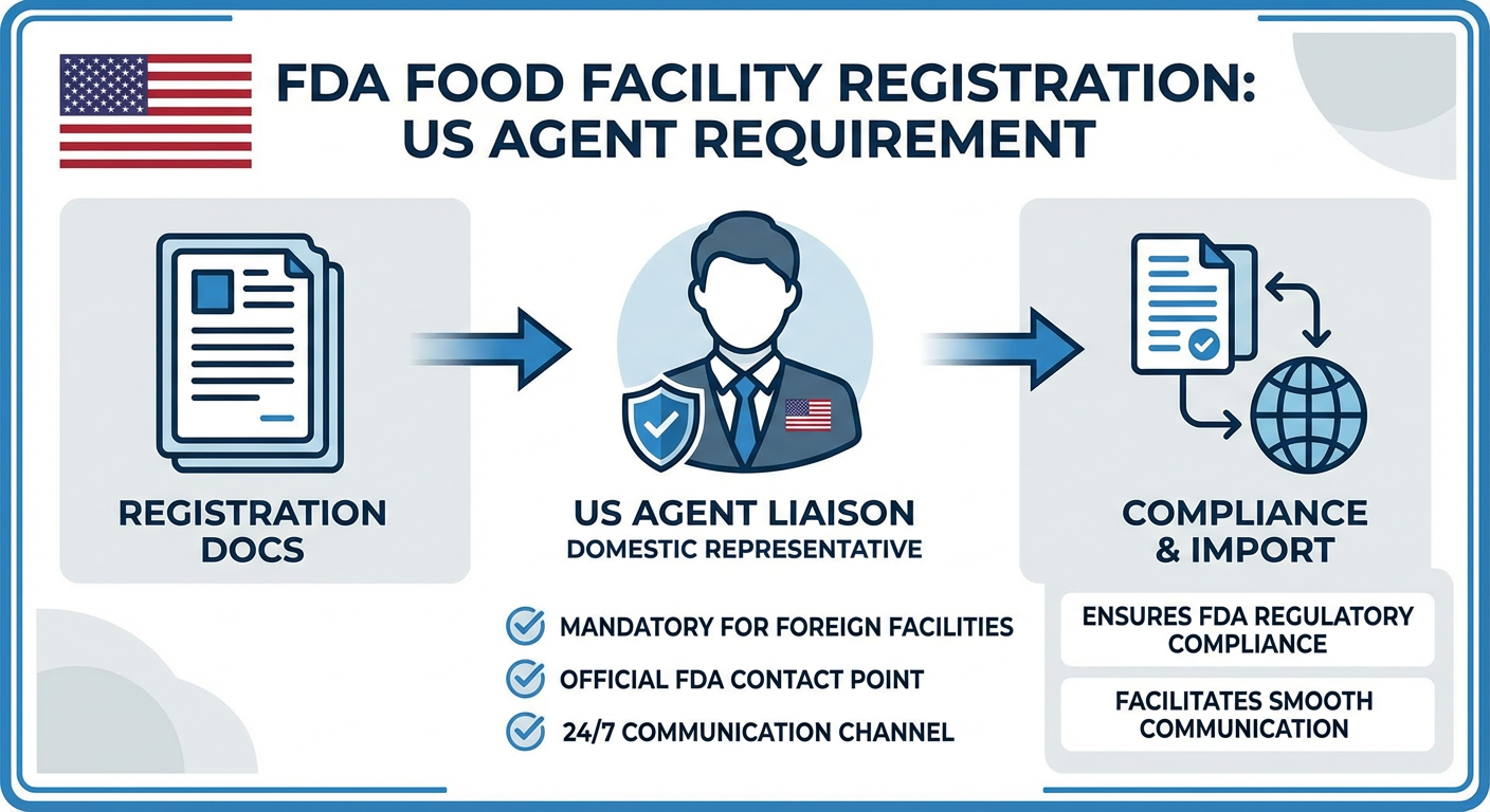 FDA 食品註冊美國代理人要求說明圖