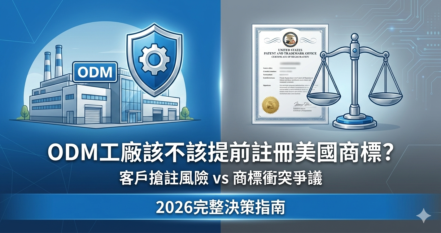 外貿工廠OEM美國商標註冊決策指南封面圖,呈現品牌所有權與代工責任的法律判斷要點