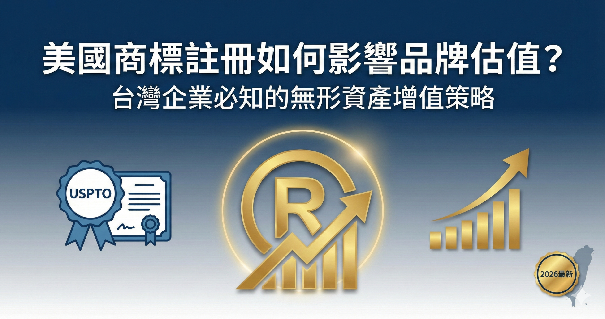 美國商標註冊對品牌估值影響示意圖,展示USPTO註冊商標如何提升台灣企業無形資產價值與投資吸引力